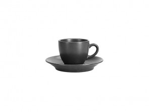 Набор для кофе чашка 80мл+блюдце 12см Porland черный фарфор