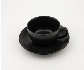 Набор для чая чашка 320мл+блюдце 15см Porland 222134/Bl черный фарфор