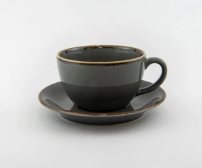 Набор для чая чашка 320мл+блюдце 15см Porland 222134/DG темно-серый фарфор