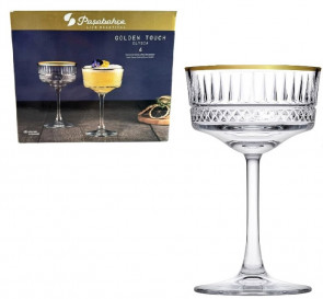 Набор бокалов для шампанського Elysia Gold 260мл 4 шт Pasabache 440436G-3