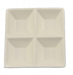 Менажница квадратная для соусов Extra white 4 отдела 150х150мм Helios A7041 фарфоровая